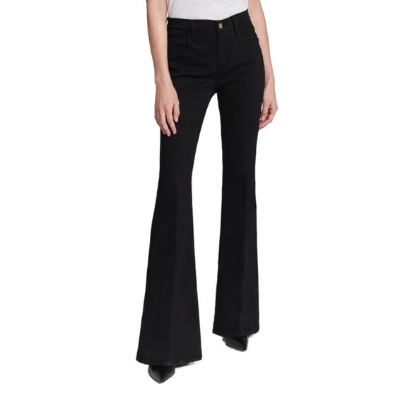 Frame Le High Flare Jeans in Film Noir - Picture 1 of 9